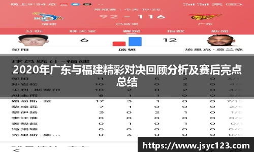 2020年广东与福建精彩对决回顾分析及赛后亮点总结