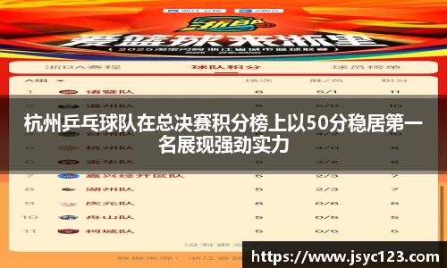 杭州乒乓球队在总决赛积分榜上以50分稳居第一名展现强劲实力